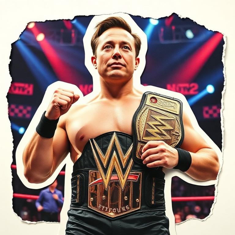 Elon Musk paper-cutout titantron poster